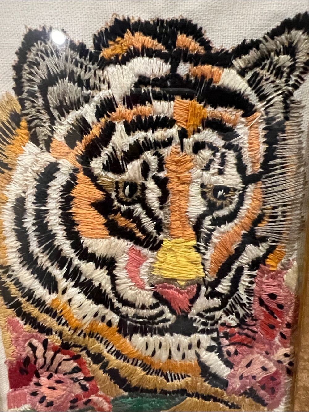 Vintage Tiger Portrait Embroidery Art Framed - Picture 2 of 9